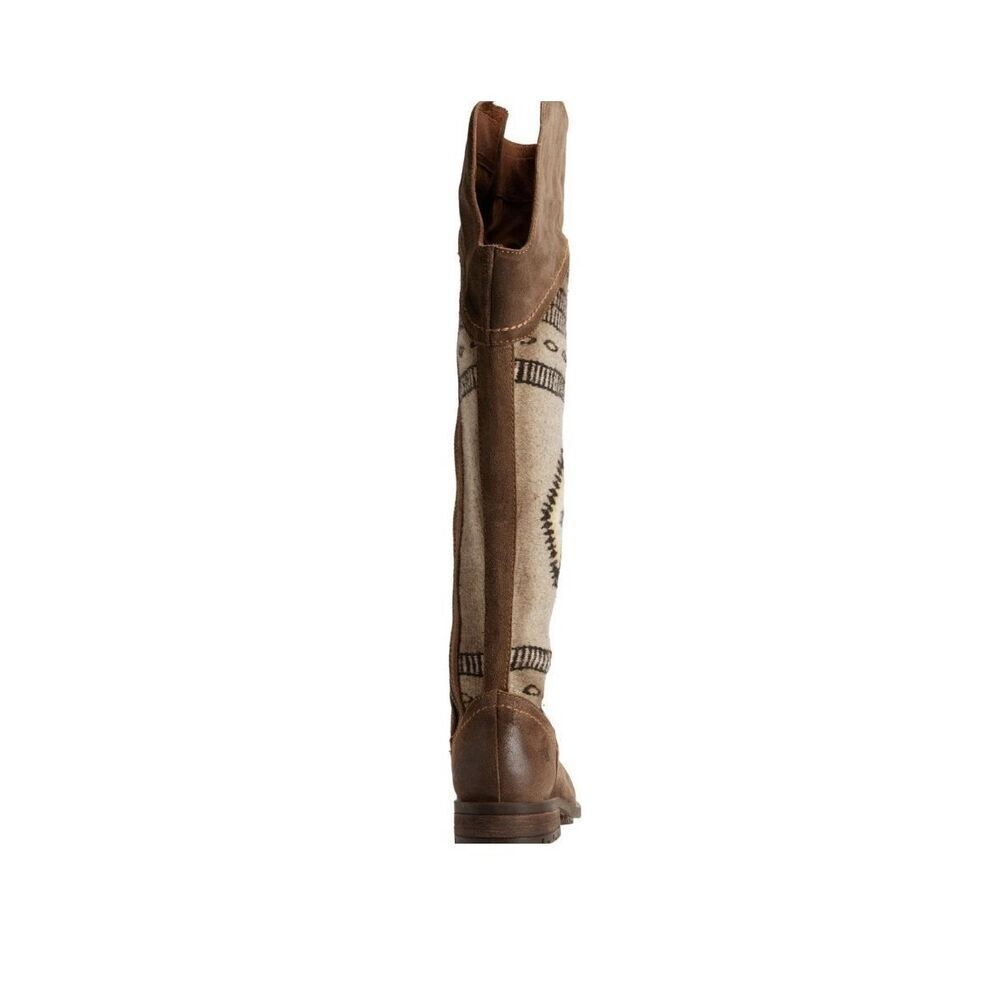 Born Lucero Tall Blanket Boots Leather Women Sz 6 Taupe Western Tribal - Picture 2 of 16